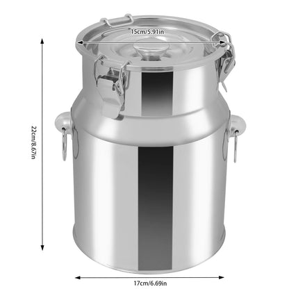5L/1,32Gal Milchkanne aus Edelstahl, nahtloser Milchkrug, auslaufsicherer Flüssigkeitsbehälter mit dichtem Deckel und Griff
