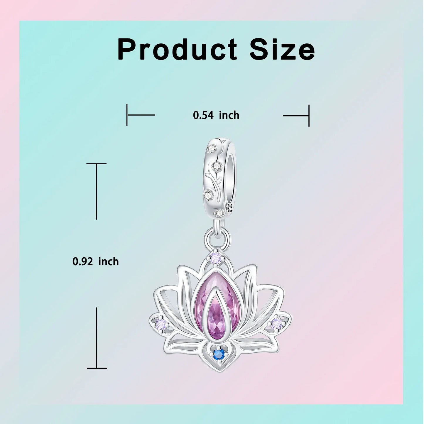 Lotusblüten-Anhänger aus 925er-Sterlingsilber, hypoallergen, Charm-Perle, rosa Zirkon, eingelegt, passend für Armbänder, Schmuck, Geschenk für Frauen