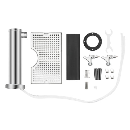 Dual-Wasserhahn-Bierturmspender mit Tropfschale, vormontierter Schlauchschlüssel, Werkzeuge, Basteln, Biersäulen-Set für Bar, Zuhause, Restaurant
