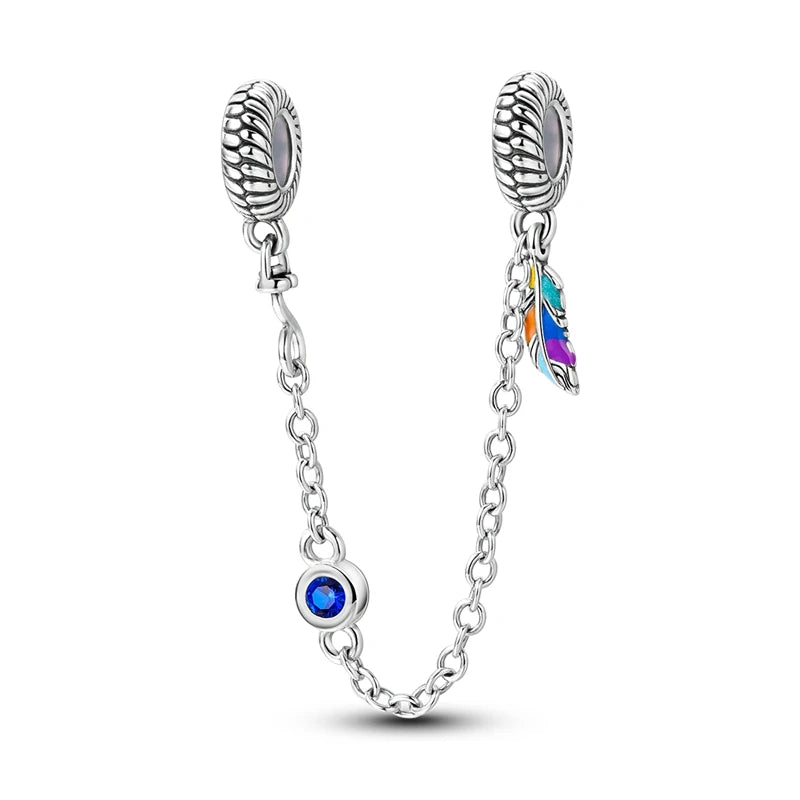 Sicherheitsketten aus 925er-Sterlingsilber, violette Serie, Schmetterling, Widder, Zwillinge, passend für Original-Armbänder, DIY-Schmuckherstellung, Geschenk für Frauen