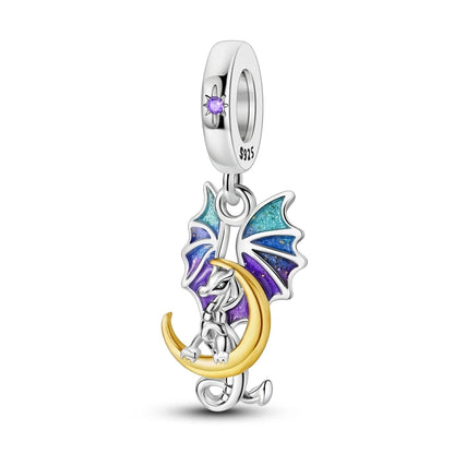 Heißer Verkauf, 925er-Sterlingsilber, Sterne und Mond, Perlen, Schmetterling und Engel, baumelnder Charm, passend für Armbänder, niedliche bunte Anhänger-Geschenke