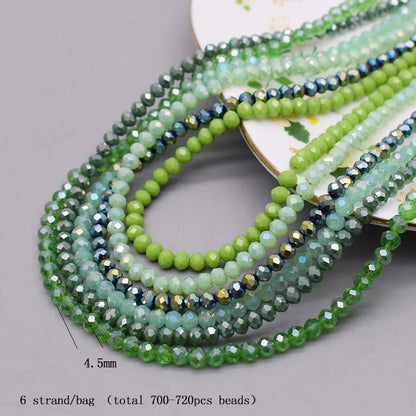 4 mm Farbschema, 6 Stränge/Beutel, Rondelle-Kristallglasperlen, facettierte lose Distanzperlen für Schmuckherstellung, Schmuck, DIY-Halskette