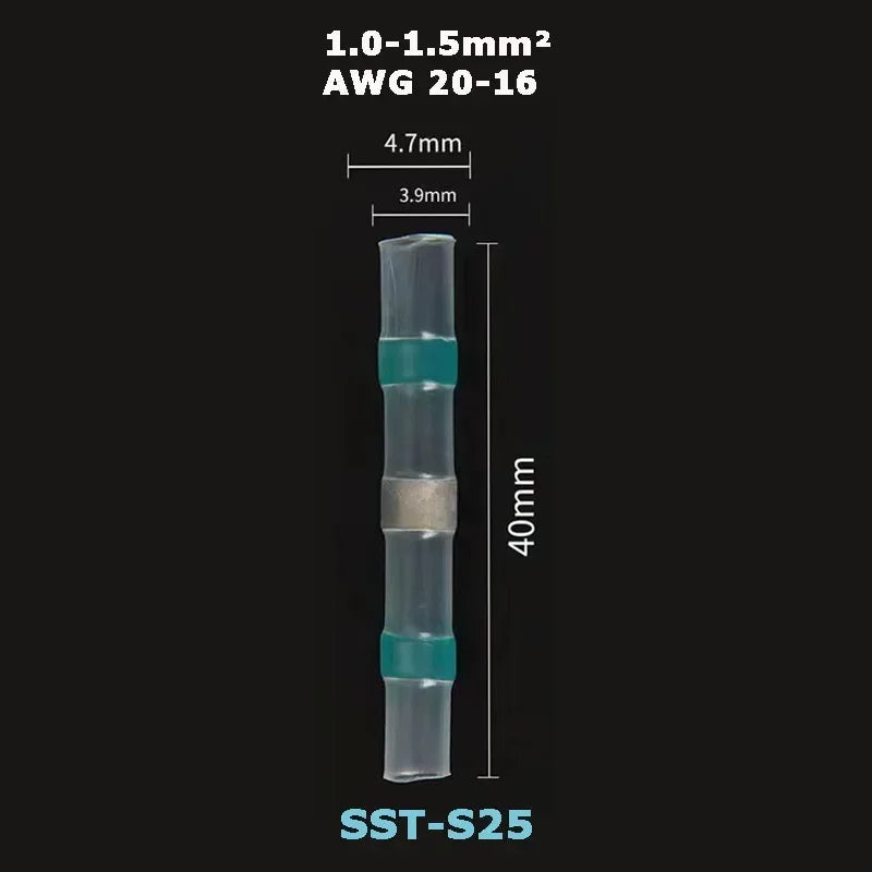 5/10/20/30PCS Schrumpf Wasserdichte Solder Dichtung Ärmeln Butt Draht Anschlüsse Elektrische Isolierte Kabel Splice Terminals