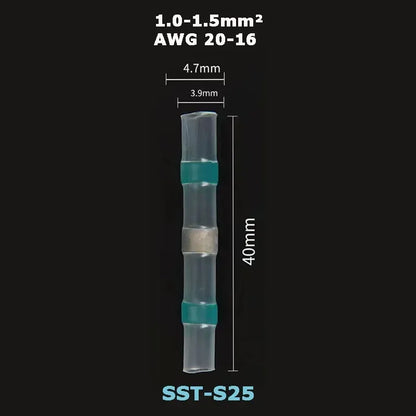 5/10/20/30PCS Schrumpf Wasserdichte Solder Dichtung Ärmeln Butt Draht Anschlüsse Elektrische Isolierte Kabel Splice Terminals