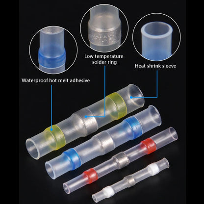 Wasserdichtes Schrumpfschlauch-Set, isolierte elektrische Kabelverbinder, Stoßspleiß, Löten, elektrische Anschlussdose mit Löten
