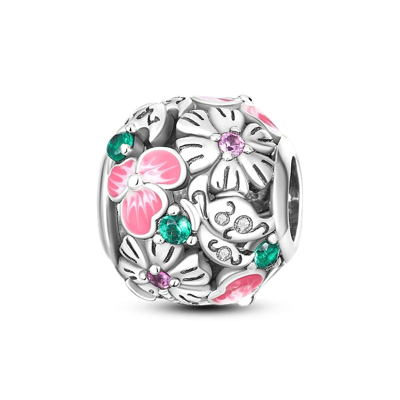 Blumen-Charms aus 925er Silber, Sonnenblumen-Tulpen-Anhänger, passend für Original-Pan-Armbänder zur Herstellung von Schmuck