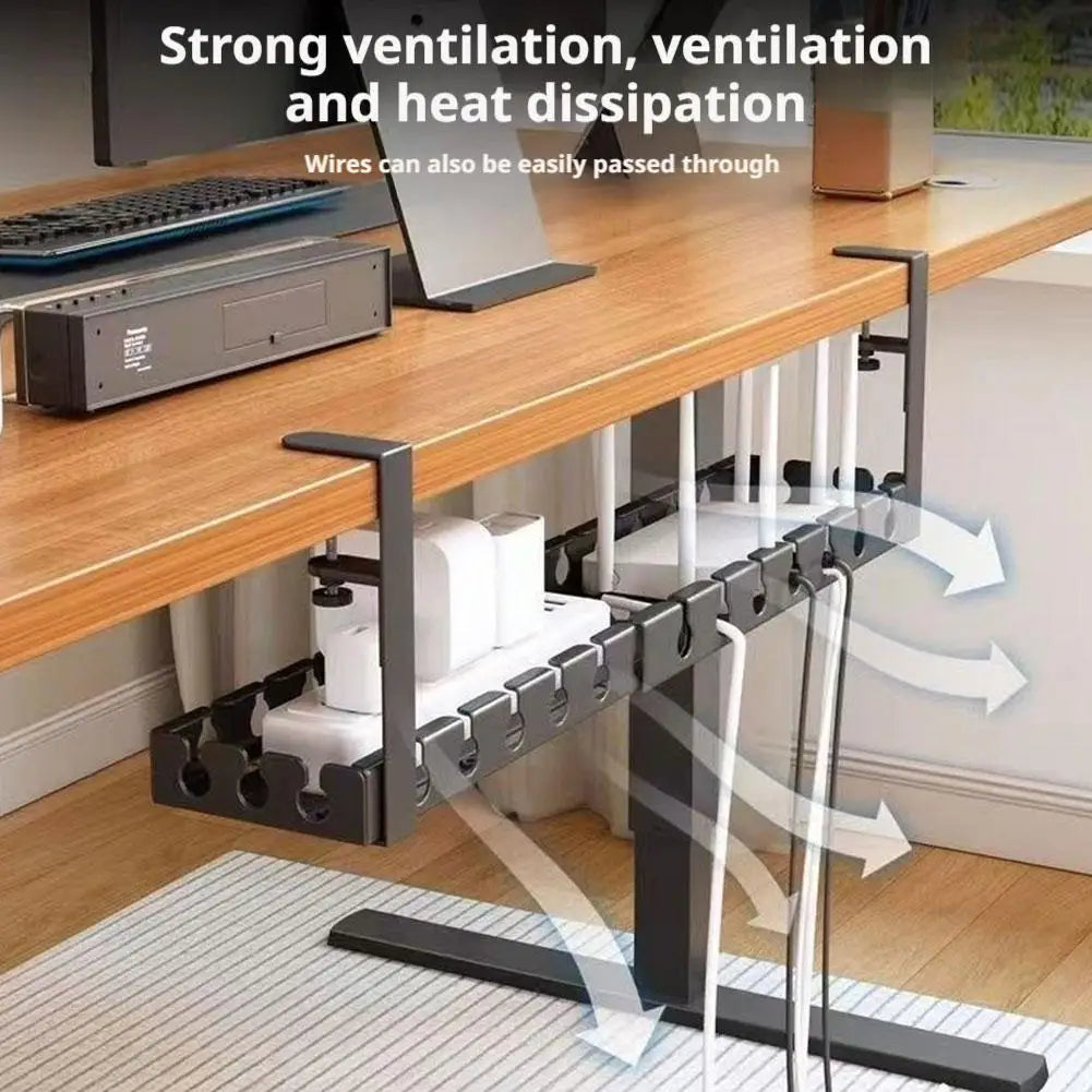 Ausziehbares Kabelmanagement-Tablett unter dem Schreibtisch, robust, ohne Bohren, Kabelablage, verstellbare Klemmen, Kabel-Organizer, Kabelversteck, Raceway