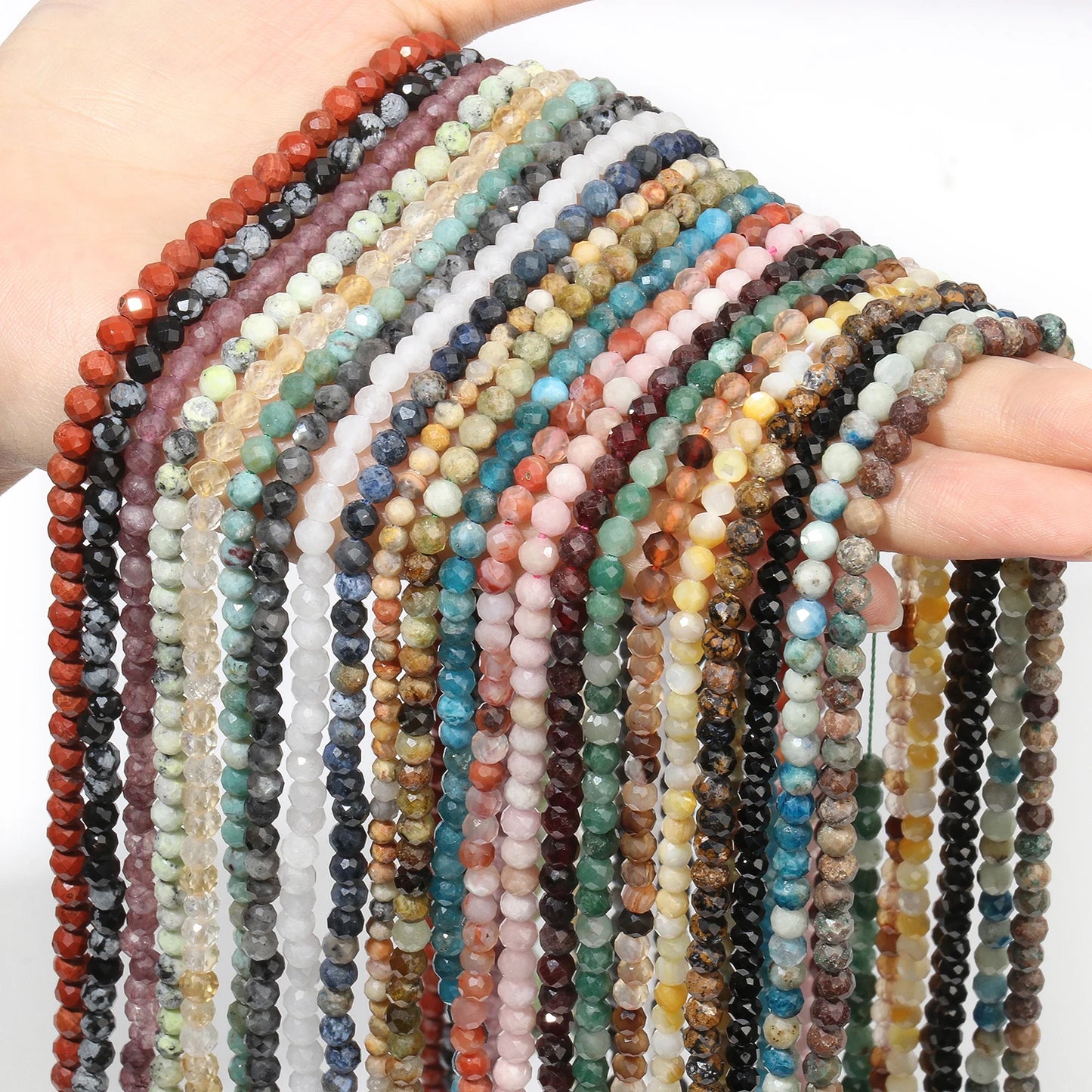 2 3 4mm natürliche facettierte Citrin Opal Jade Onyx Edelstein Perlen runde Mineral perlen für Schmuck herstellung DIY Armband Zubehör