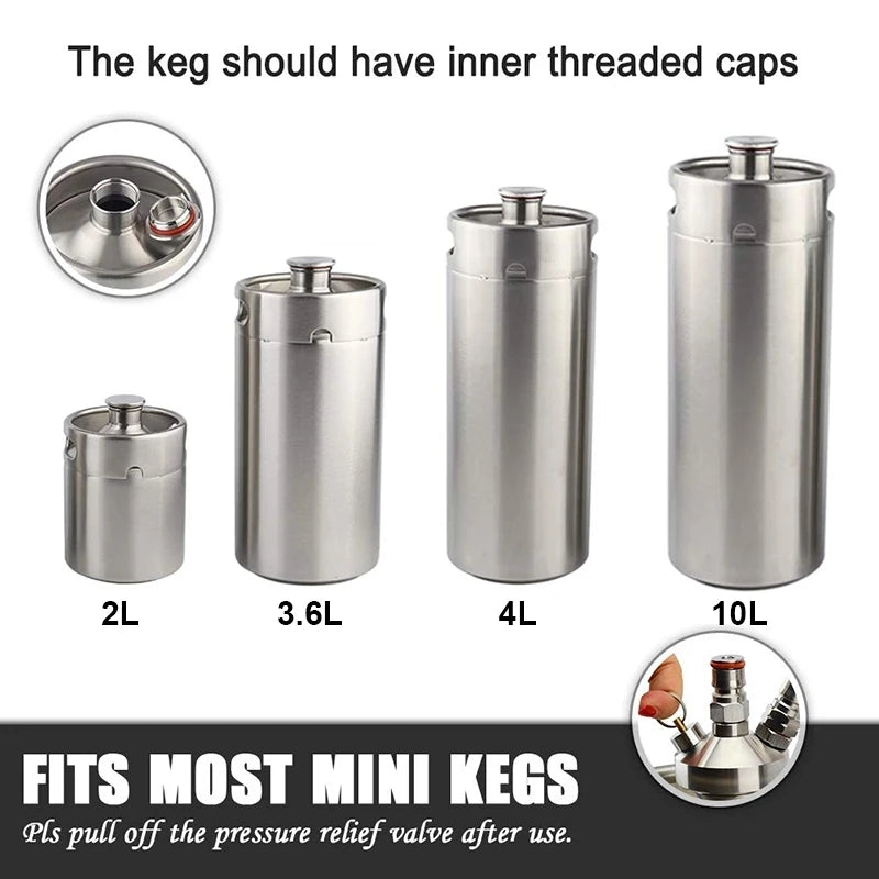 Edelstahl-Bierzapfhahn, Bier-Growler-Spender, Mini-Keg-Zapfhahn Kompatibel mit 2/3,6/4/5/8/10L Mini-Keg, Bierzapfanlage
