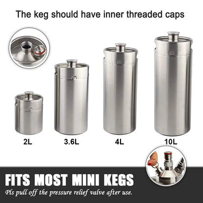 Edelstahl-Bierzapfhahn, Bier-Growler-Spender, Mini-Keg-Zapfhahn Kompatibel mit 2/3,6/4/5/8/10L Mini-Keg, Bierzapfanlage