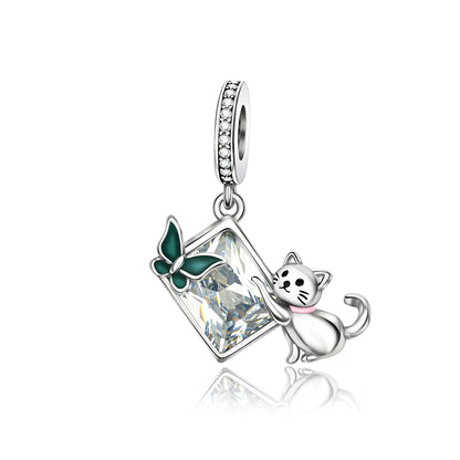 Animal Series Charms aus 925er-Sterlingsilber, Kaninchen, Katze, Pfau, Elefant, Türkei, Hund, passend für DIY-Armbänder, Halsketten, niedliche dekorative Geschenke