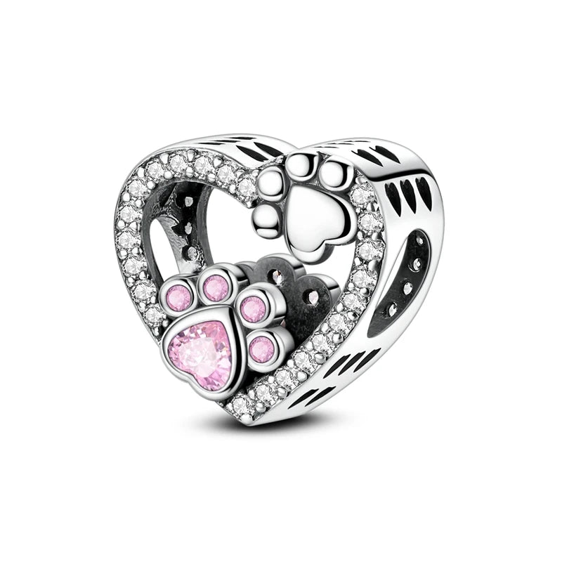 Rosa Charms aus 925er-Sterlingsilber, Perlen, Schmetterling, Parfümflasche, Krone, herzförmiger Zirkon, Charms für Frauen, feiner DIY-Schmuck, Geschenke