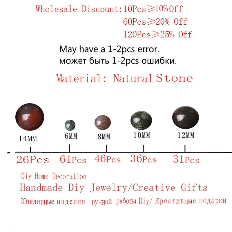 CAMDOE DANLEN Natürliche Blutstein Heliotrop Runde Lose Stein Perlen 6 8 10 12 14 MM Fit DIY Charms perlen Für Schmuck Machen Teile