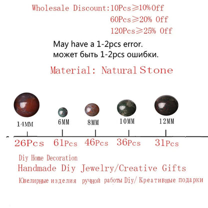 CAMDOE DANLEN Natürliche Blutstein Heliotrop Runde Lose Stein Perlen 6 8 10 12 14 MM Fit DIY Charms perlen Für Schmuck Machen Teile