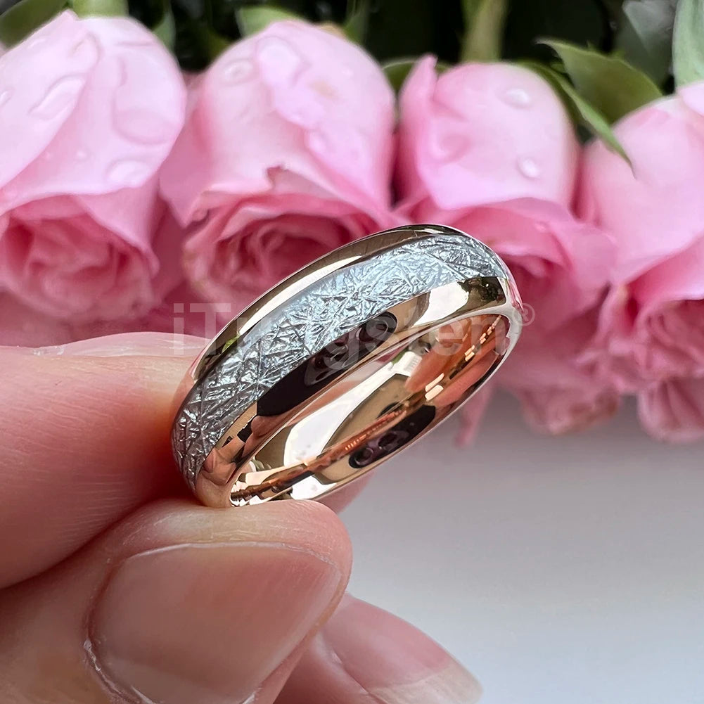 iTungsten 6/8mm Männer Frauen Helle Verlobung Hochzeit Band Wolfram Meteorit Ring Modeschmuck I Love You Graviert
