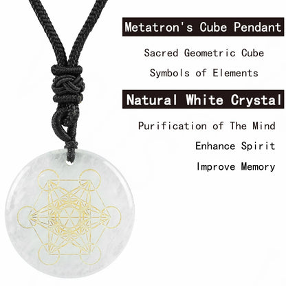 Natürlicher Kristallstein, Metatronwürfel, mehrdimensionale Anhänger, Mythologie, Engel, geheimnisvolle göttliche Symbole, Reiki-Energie-Halsketten
