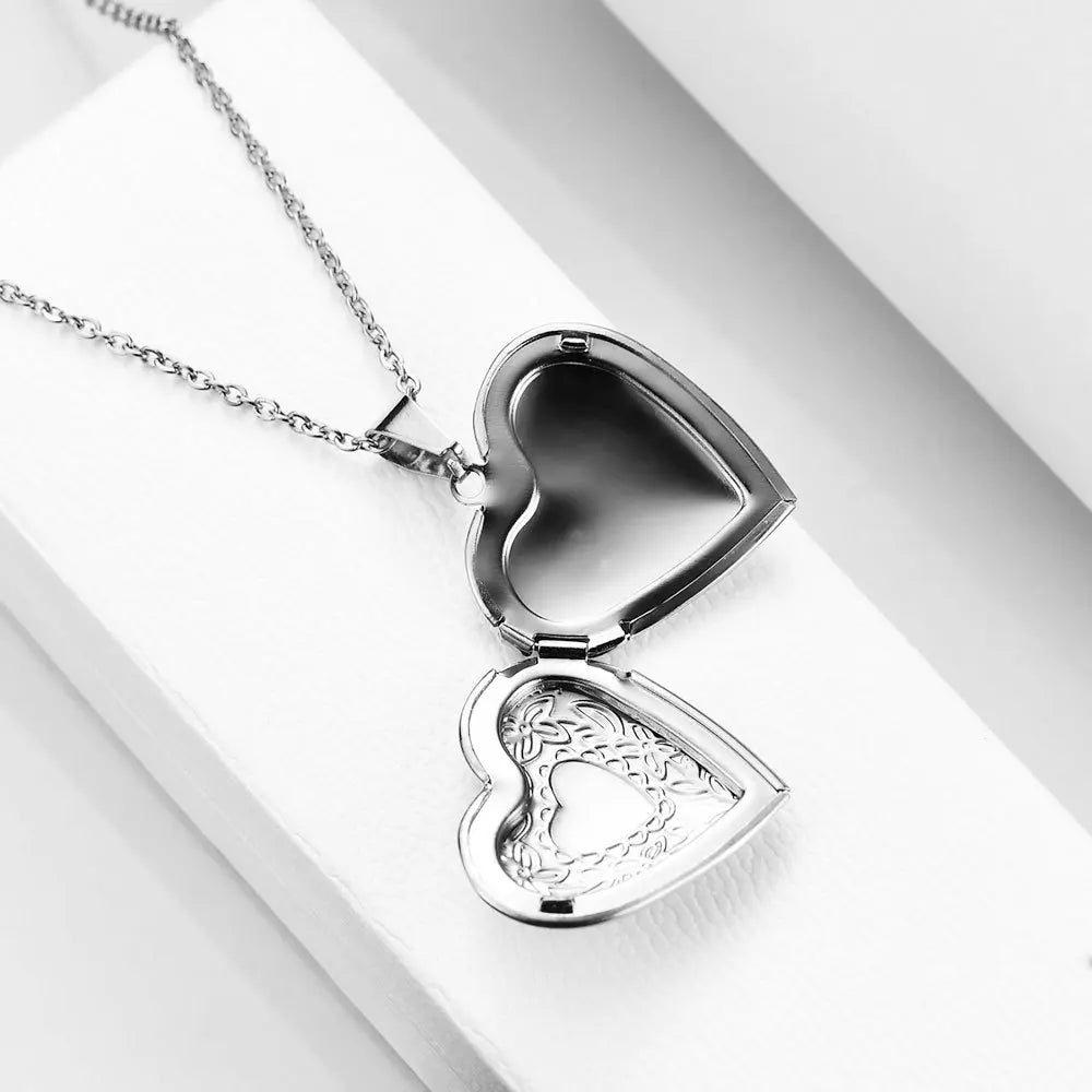Vintage Edelstahl Offenes Herz Anhänger Halskette Für Frauen Und Mädchen Schmuck Zubehör Geschenk