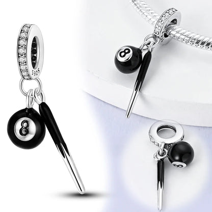 925er Sterlingsilber, schwarze Kamera-Gitarren-Charm-Anhänger, Perlen, passend für Charms aus 925er-Silber, Original-Armband für Damenschmuck