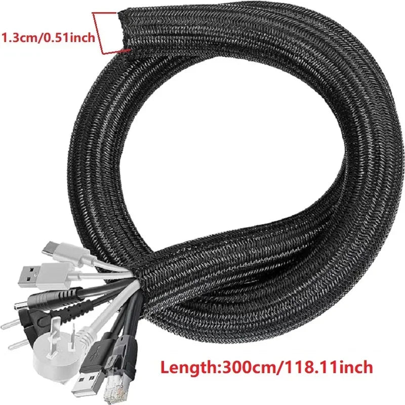 1 m, 3 m, 5 m, geflochtene Kabelhülle, Haustier-Nylon-Wickelhülle für Schreibtisch, PC, TV, Drahtschutz, Kabelmanagement-Wrap
