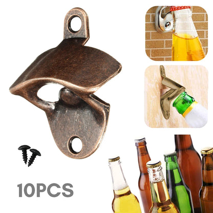 10PCS Vintage Flaschenöffner Wand Montiert Zink-legierung Bier Opener Werkzeug Wein Bar Zubehör mit Schrauben Opener Party Küche werkzeuge