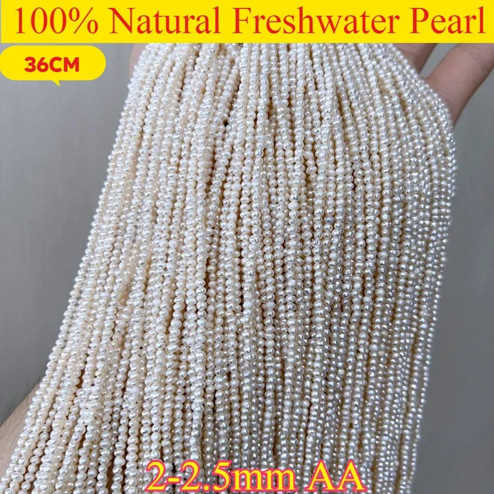 2-2,5mmAA Echte Runde Kleine Weiße Perle Großhandel Natürliche Süßwasser Perle Schmuck MakeDIY Halskette Armband Frauen Geschenk hochzeit