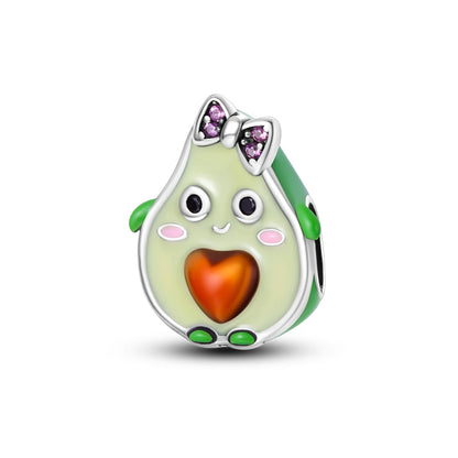 Obst-Charm-Perle aus 925er Silber, Erdbeere, Kirsche, Avocado-Anhänger, passend für Original-Armbänder, DIY-Modeschmuck