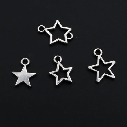 100 Stück kleine Stern-Charms-Anhänger, Antik-Silber, Legierung, Metall, DIY-Schmuckherstellung, Zubehör für Ohrringe, Armbänder, Halsketten