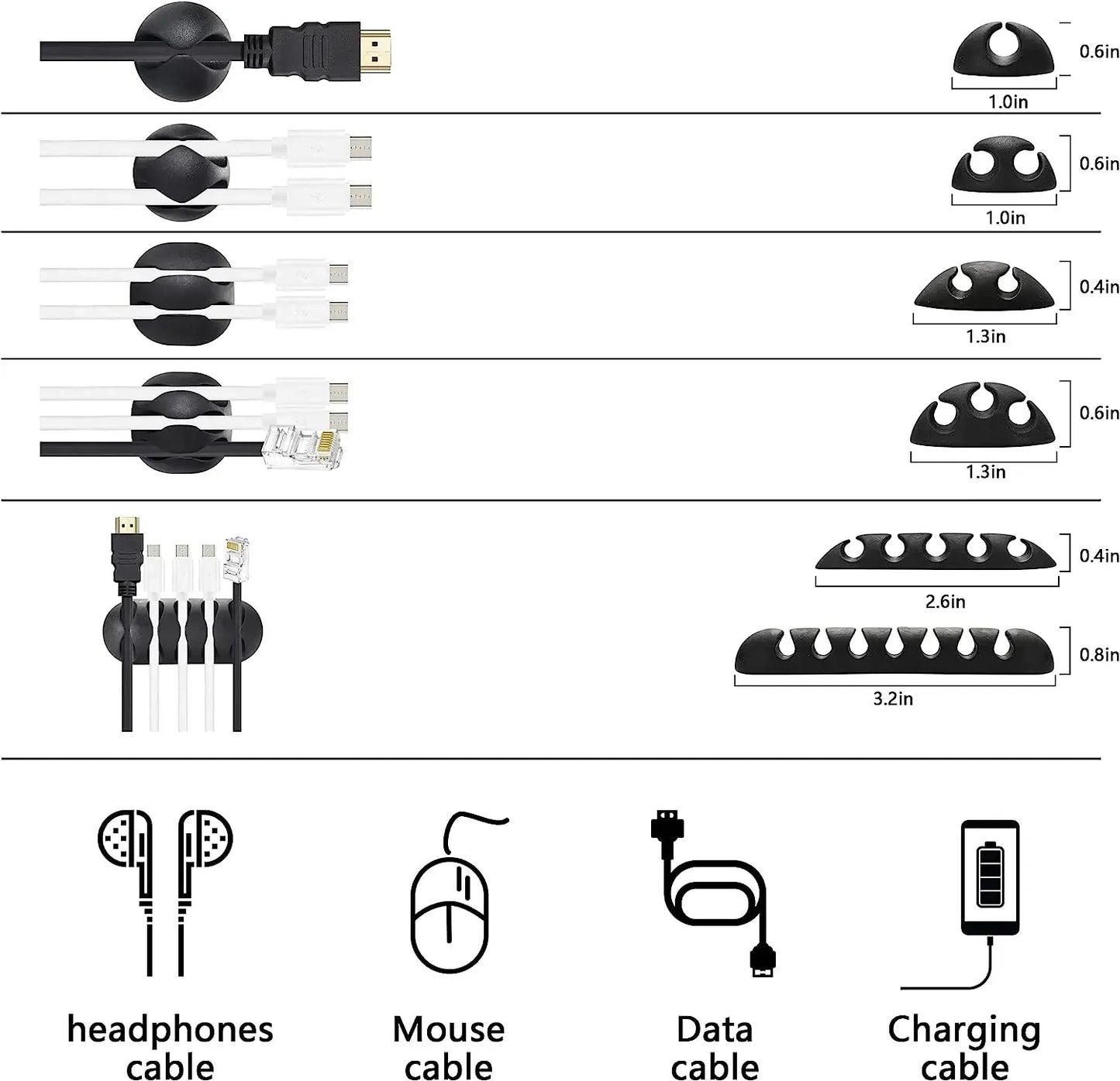 173-teiliges Kabel-Organizer-Clips, Büro-Kabelmanagement-Set, Kabelmanagement, Kabel-Organizer, Krawatte für Auto, Büro, Zuhause