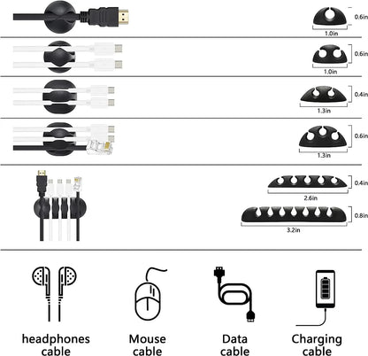 173-teiliges Kabel-Organizer-Clips, Büro-Kabelmanagement-Set, Kabelmanagement, Kabel-Organizer, Krawatte für Auto, Büro, Zuhause