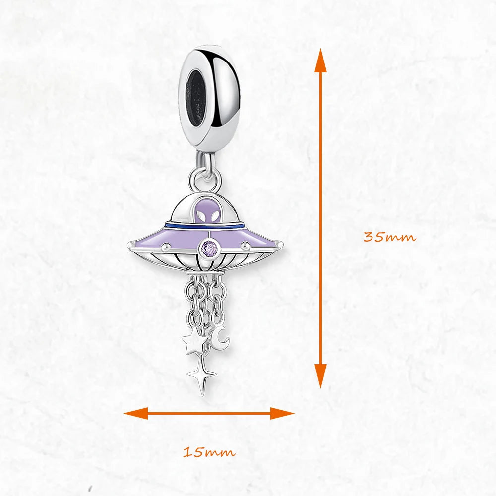 Mode heißen UFO Anhänger baumeln Charme für Frauen Männer neue Sterling Silber niedlichen Geschenk