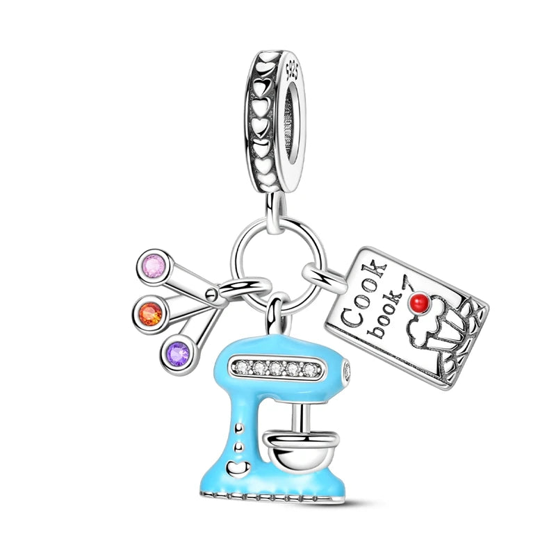 Blue Series Charm-Anhänger aus 925er-Sterlingsilber, Saphir, Baum des Lebens, Flasche, Elefant, Planet, Ozean, Herz, passend für DIY-Armbänder, Halsketten, Geschenke