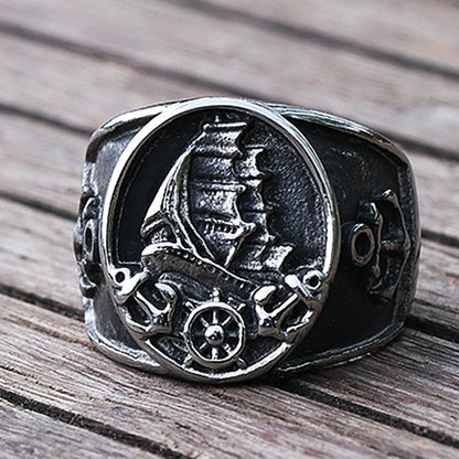 Nordic Segelboot Piraten Ring Für Männer 316L Edelstahl Biker Viking Ring Männer Frauen Kompass Anker Ringe Mode Schmuck Geschenk