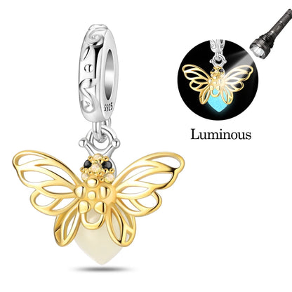 Original-Charm-Perlen aus 925er-Sterlingsilber, goldener Leopard, Glühwürmchen, Schmetterling, Heißluftballon-Perlen, passend für DIY-Armbänder, edler Schmuck
