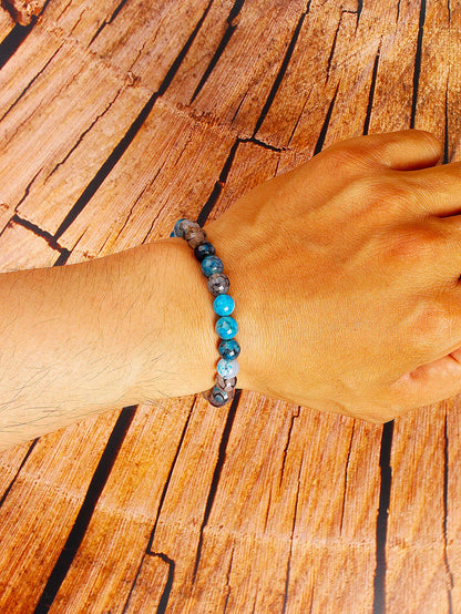Natürliches blaues schwarzes Drachenader-Achat-Perlenarmband zum Schutz, Energie, Gleichgewicht, Mut, Stärke, spirituelle Heilung, Schmuck, Geschenk