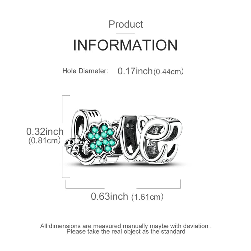 925er Sterlingsilber, grüne Charms, Perlen, vierblättriges Kleeblatt, baumelnd, für Frauen und Mädchen, Original-Armband, DIY-Schmuck, Geschenke