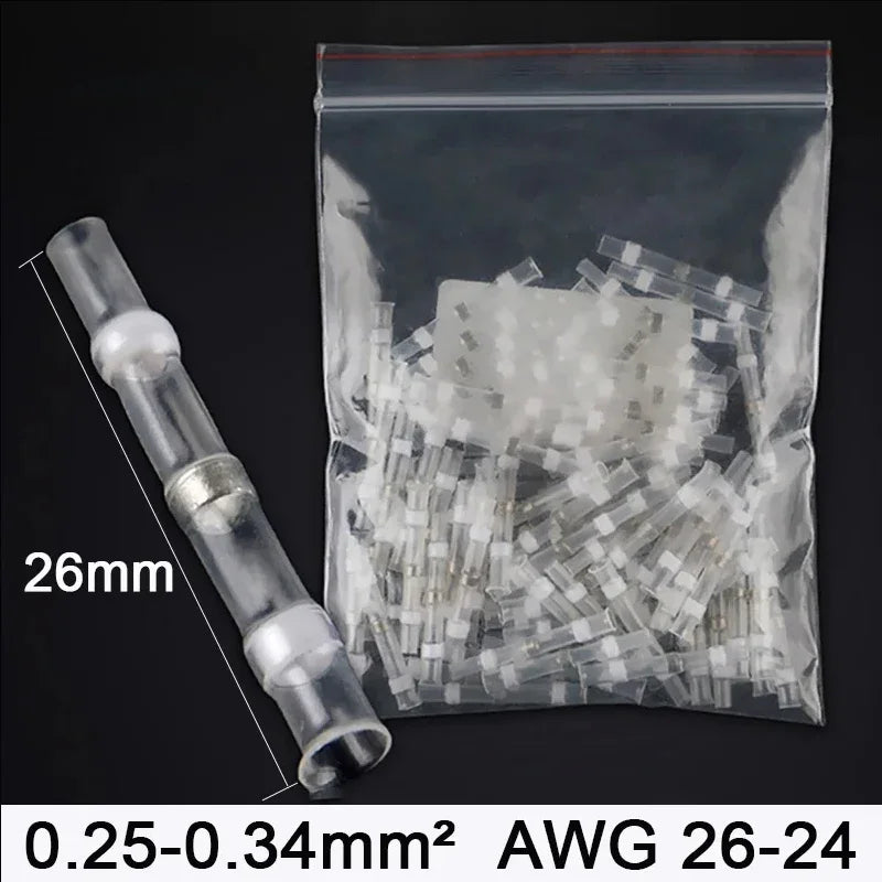 5/10/20/30PCS Schrumpf Wasserdichte Solder Dichtung Ärmeln Butt Draht Anschlüsse Elektrische Isolierte Kabel Splice Terminals