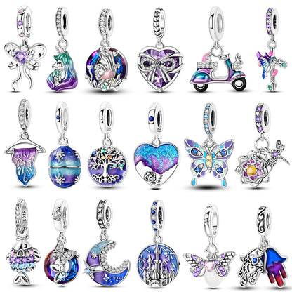 Neue 925 Sterling Silber Charms Perlen Fisch Einhorn Schmetterling Bogen Anhänger DIY Frauen Armband Schmuck Geschenk