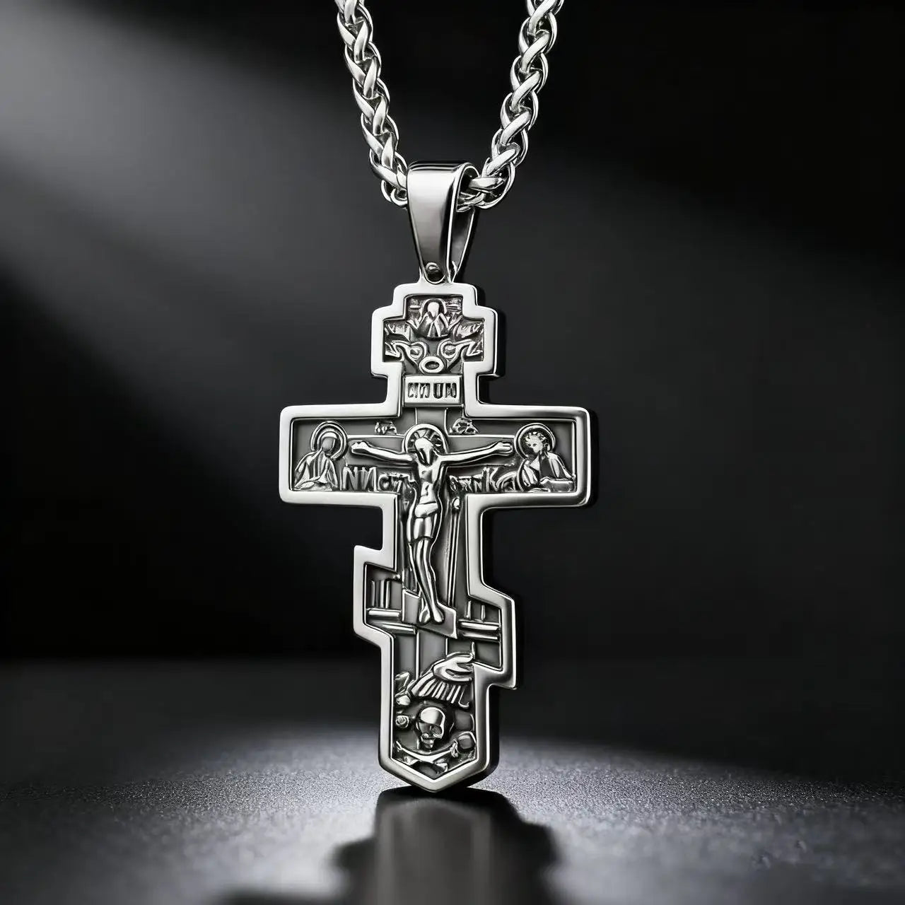 YQ 316L Edelstahl Orthodoxes Kreuz Jesus Anhänger Halskette Für Männer Schmuck Religiöse Vintage Zubehör