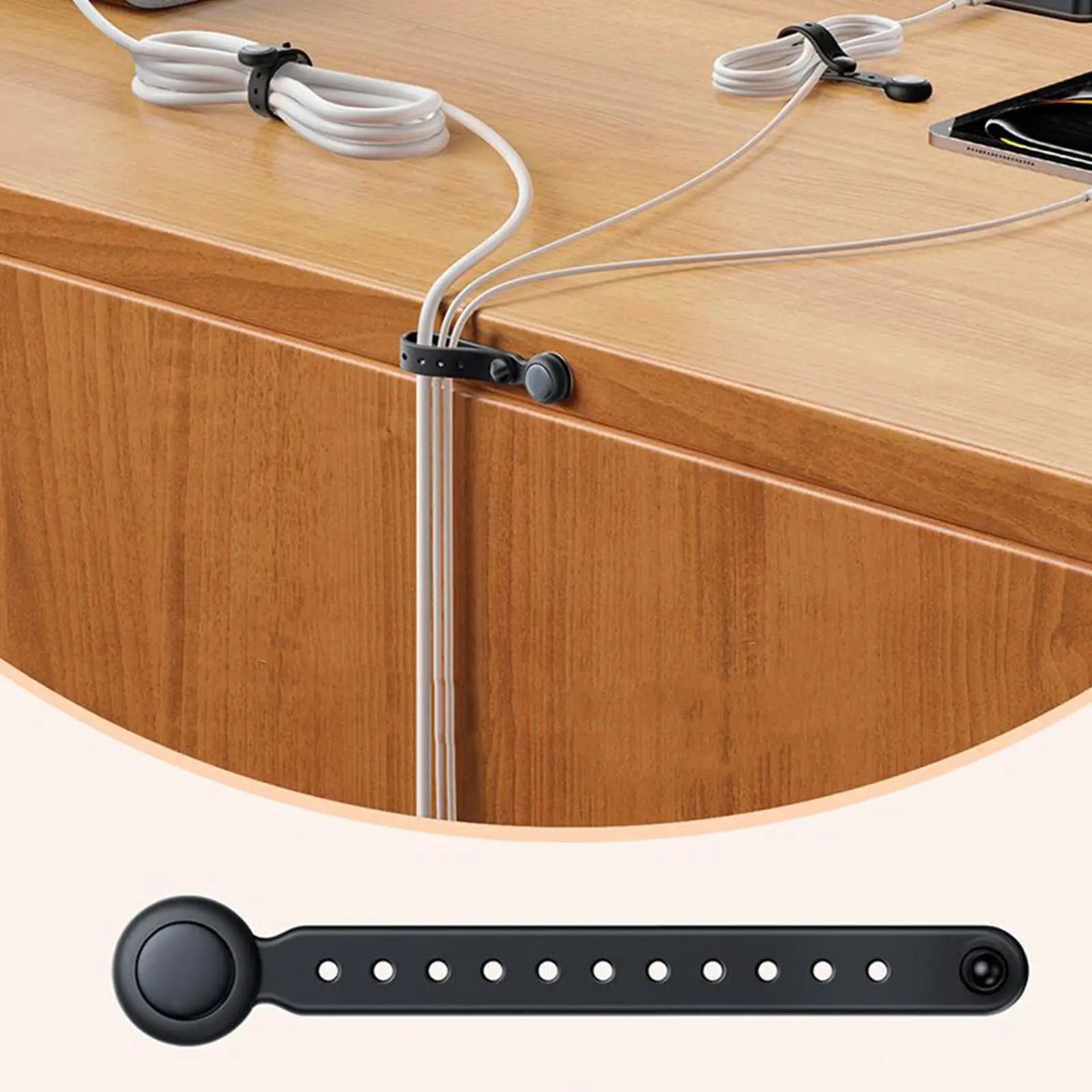 Magnetische Kabelbinder, 6 Stück, wiederverwendbar, mit mehreren Löchern, starker magnetischer Kabelbinderhalter für Ladekabel, Elektronik-Management, Zuhause