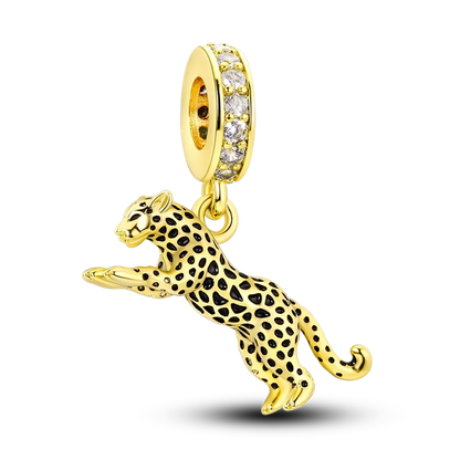 Gold-Serie, DIY-Charms, Original-Charms aus 925er-Sterlingsilber mit eingelegtem Zirkonium, Sonnen- und Leoparden-Anhänger, passend für Armbänder, Schmuck, Geschenkmarkierung