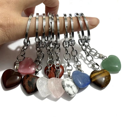 20 stücke Natürliche Raue Rohstein Kristall Quarz Schlüsselbund Frauen Männer Handtasche Hangle Auto Schlüssel Halter Raw Mineral Stein Schlüsselring schmuck