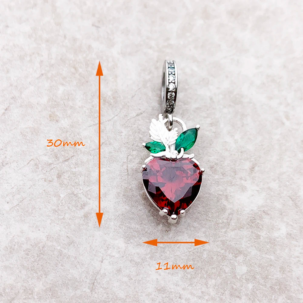 Charm-Anhänger Erdbeere 925er Sterlingsilber Romantisches Geschenk Schmuck Accessoires für Frauen