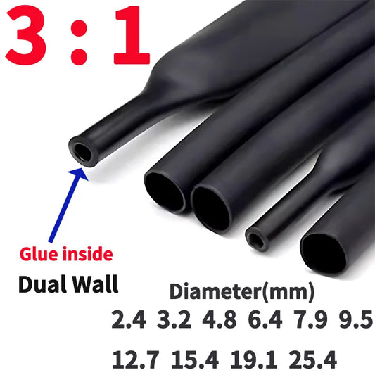 100 m/10m antike Schrumpf schlauch mit Kleber Poly olefin schrumpfen verschiedene Schrumpf schlauch Drahtseil schläuche