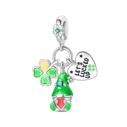 Glücksbringer aus 925er-Sterlingsilber mit vierblättrigem Kleeblatt, Hufeisenkrabbe, Marienkäfer-Zahlen-Charm, passend für DIY-Armbänder, Halsketten, Gesundheit, Glücksgeschenke