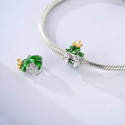 Neu im 925er-Sterlingsilber, grüne Charms, Perlen, Frosch, Kleeblatt, Schildkröte, Anhänger, Schmuck, passend für Original-925-Armbänder für Frauen, DIY-Geschenk
