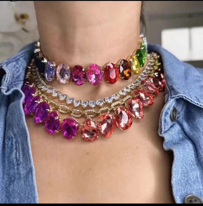 Glänzende voller Strass lange Kette Halsband Aussage Halskette für Frauen Modeschmuck atemberaubende Halskette Zubehör