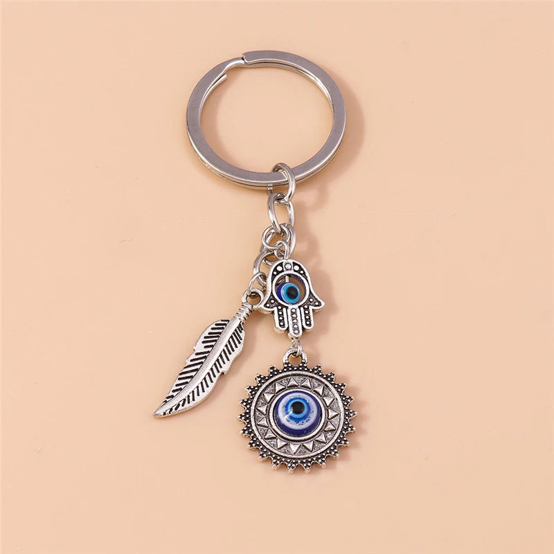 Retro Truthahn Glück bösen Blick Schlüssel bund Edelstein Kristall Schlüssel ring Anhänger für Auto Schlüssel halter Handtasche Dekor DIY Schmuck Geschenke