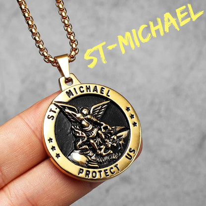 Bow Angel St. Michael Men Necklaces Stainless Steel Pendant Chain Powerful Strong Amulet Vintage Cool Women Jewelry Gifts Wholesale
