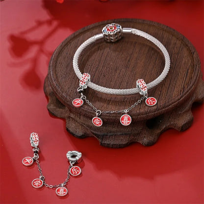 Rote Serie 925er Sterlingsilber Kamera Apfel Herzförmiger Koi Feuerwerkskörper Gott Reichtum Charm Passend für DIY Armband Halskette Partygeschenke
