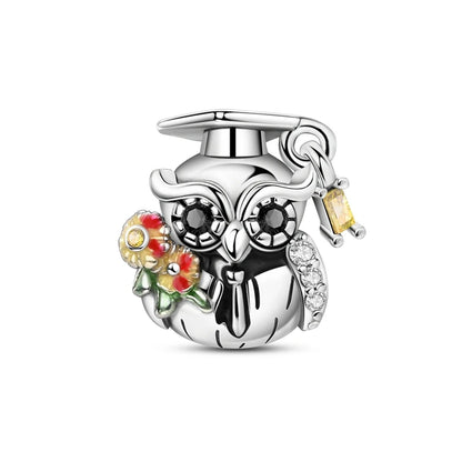 Graduation Series Original Charms Perlen Anhänger 925 Sterling Silber Blumen Kappe Herz Charms für Armband DIY Party Schmuck Geschenk